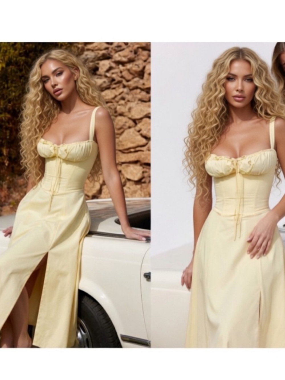 HOUSE OF CB 'Carmen' Buttercream Cotton Bustier Sundress/XSmall 2-4 (Plus Cup)